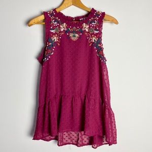 Love on a Hanger Embroidered Maroon Tank Top